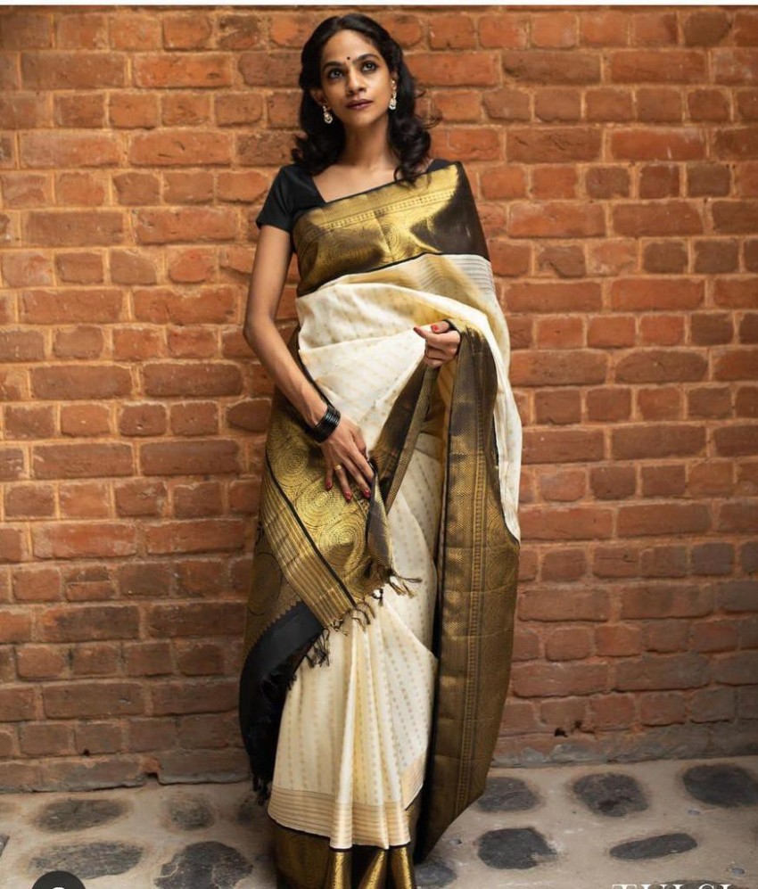 Buy Beautiful Beige Floral Printed Banarasi Silk Event Wear Saree - Zeel  Clothing