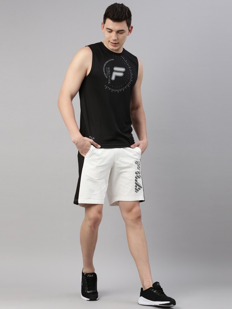 FILA Solid Men White Sports Shorts - Buy FILA Solid Men White Sports Shorts  Online at Best Prices in India