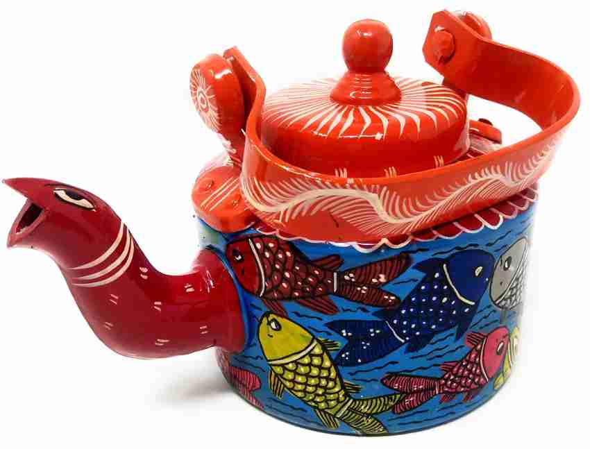 Traditional Hand-Painted Colourful Figurine Aluminum Decorative Tea Kettle  Pot Showpiece