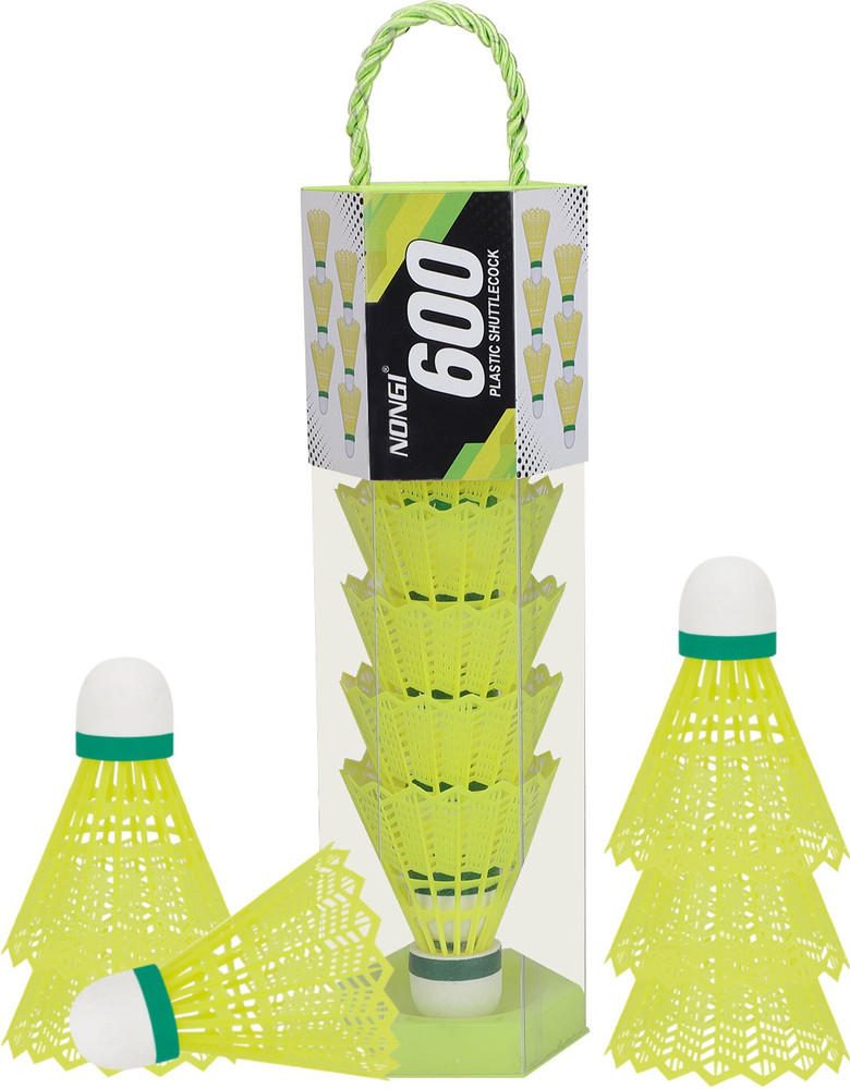 Nongi 600 Plastic Badminton Shuttle Pack Of 6 For Indoor Outdoor