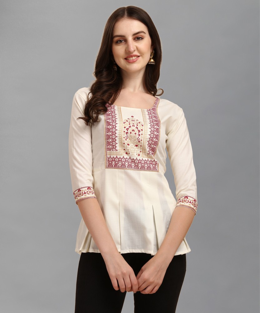 Paralians Casual Embellished Women White Top - Buy Paralians