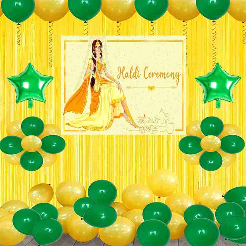 Theme My Party Haldi Ceremony Decoration Backdrop with Balloons For Bride 2  Price in India - Buy Theme My Party Haldi Ceremony Decoration Backdrop with  Balloons For Bride 2 online at