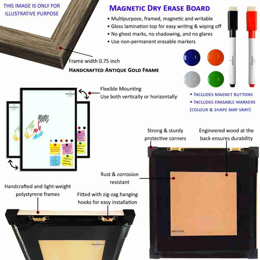 12x12 Magnetic White Dry Erase Marker Board with Wood Frame