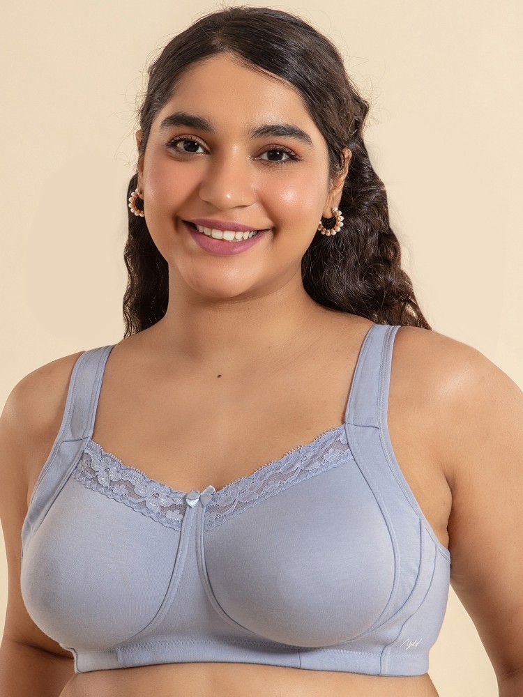 Women's Cotton Full Coverage Wirefree Non-padded Lace Plus Size Bra 44DDD