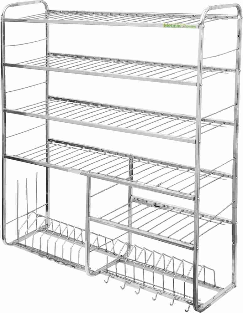 METALAC Dish Drainer Kitchen Rack Steel Premium Stainless Steel Wall Mounted Kitchen Utensils Dish Rack 39x36 inches Price in India Buy METALAC Dish Drainer Kitchen Rack Steel Premium Stainless Steel ...