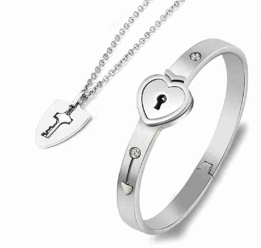 Heart lock and key necklace set store