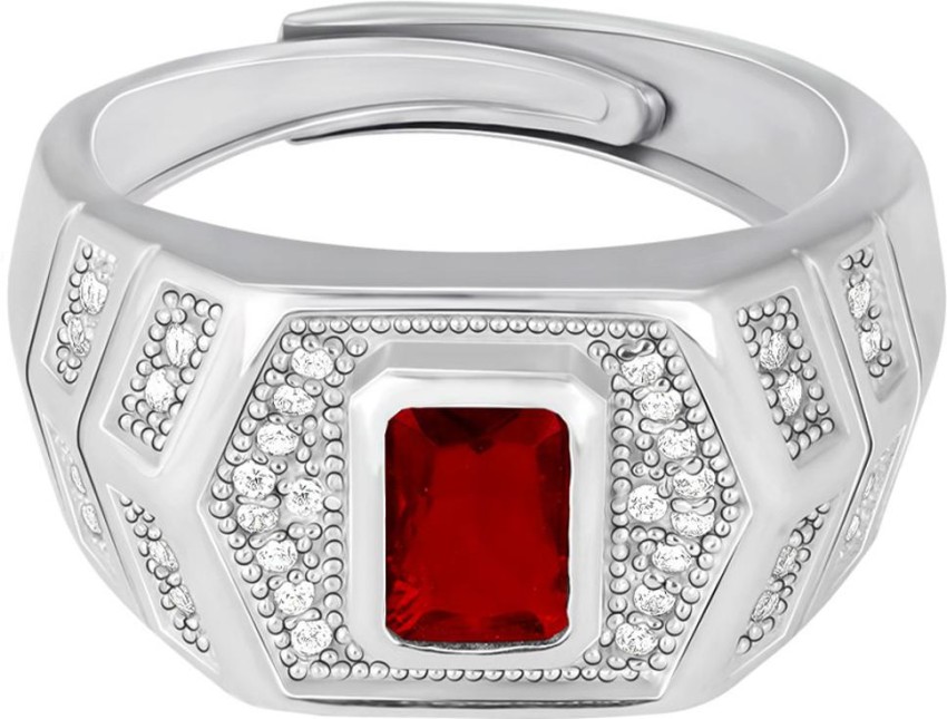 Men's Sterling Silver Ring Axis with Garnet 7