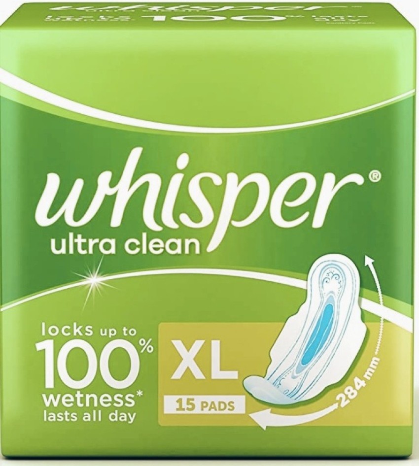 Whisper Ultra Clean Sanitary Pads XL-15 pad Sanitary Pad, Buy Women Hygiene  products online in India