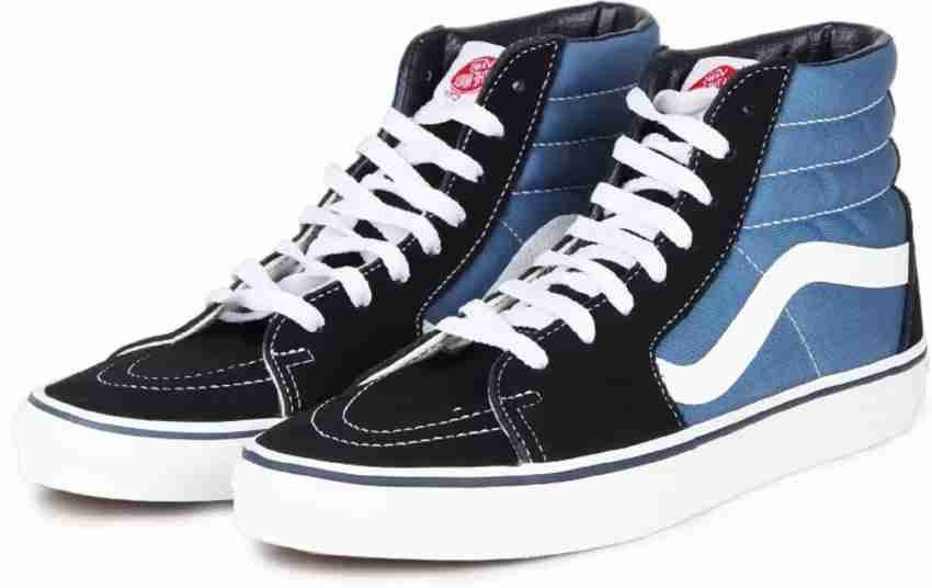 Black and blue shop high top vans