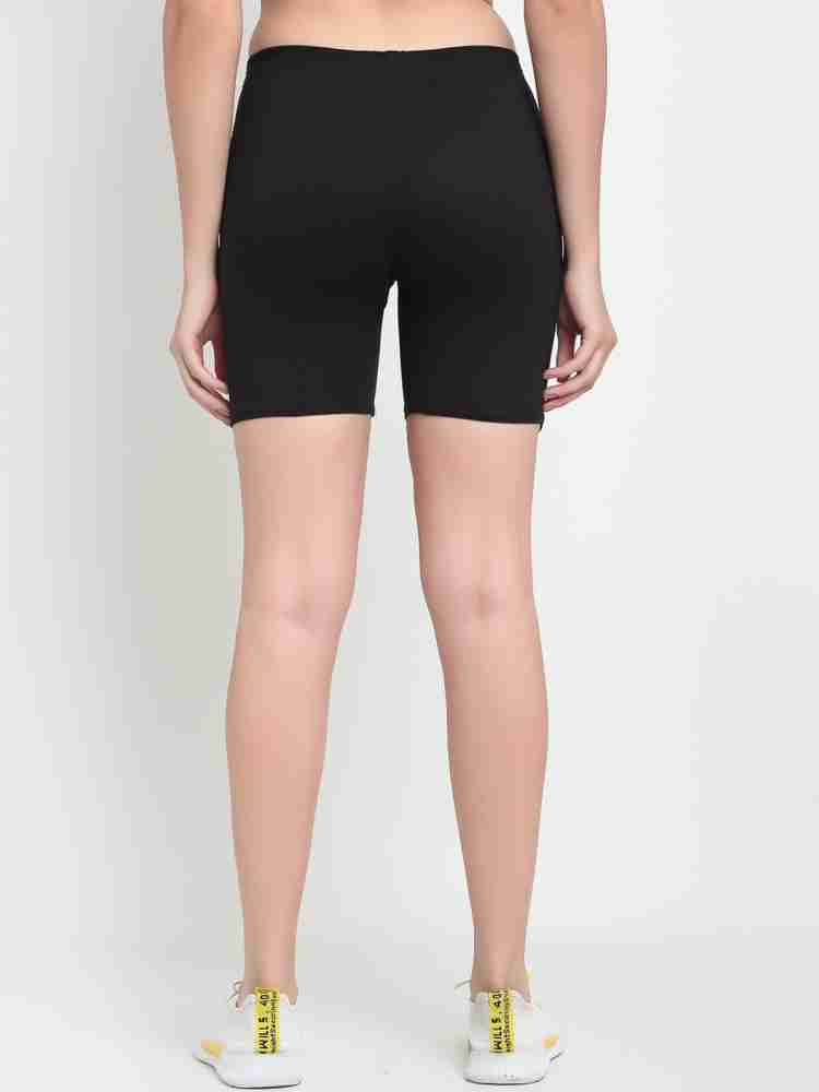SFYTT Solid Women Black Gym Shorts - Buy SFYTT Solid Women Black Gym Shorts  Online at Best Prices in India