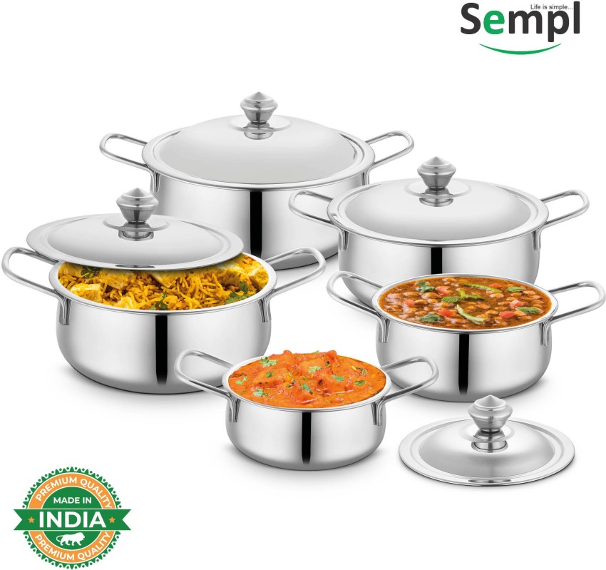 Buy Wholesale India 5 Pcs Stainless Steel Cookware Set Cooking Pot/ Copper  Bottom Cooking Pot Set With Bakelite Handle & 5 Pcs Stainless Steel Cookware  Set Cooking Pot/ at USD 1