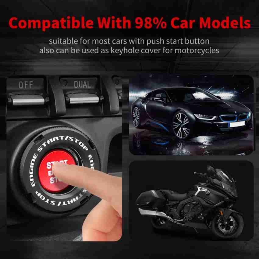 Car Moto Engine Start Stop Button Cover Ignition Switch Rotatable