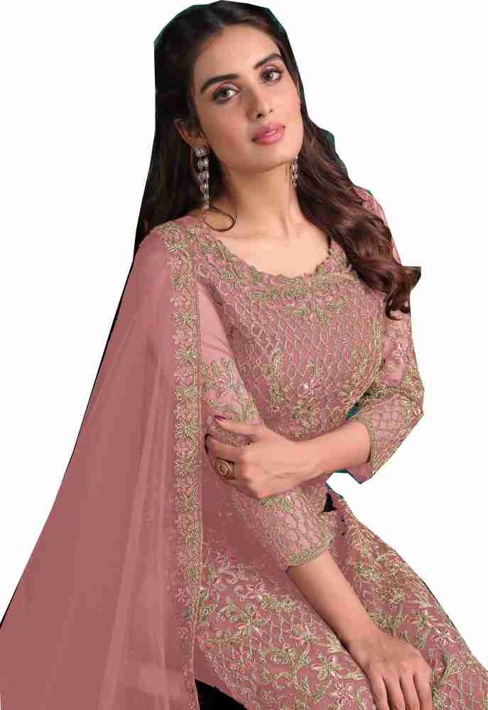RUDRAPRAYAG Women's Net Embroidered Semi Stitched Anarkali Salwar Suit :  : Fashion