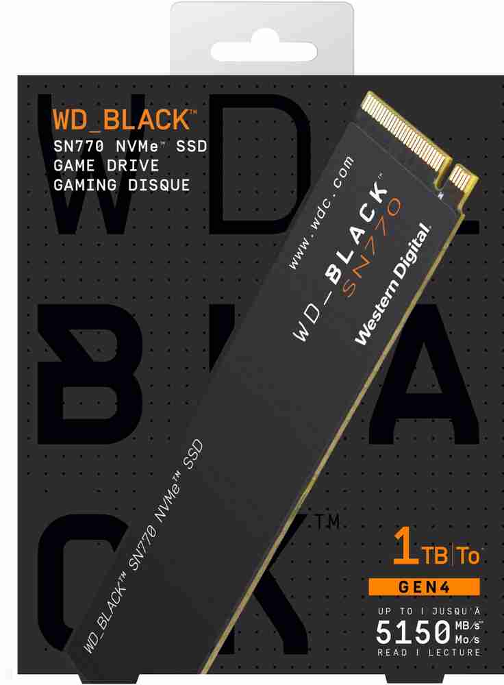 WESTERN DIGITAL WD Black SN770 1 TB Desktop, Laptop Internal Solid State Drive (SSD) (WDS100T3X0E) WESTERN DIGITAL WD Black SN770 1 TB Desktop, Laptop Internal Solid State Drive (SSD) (WDS100T3X0E)