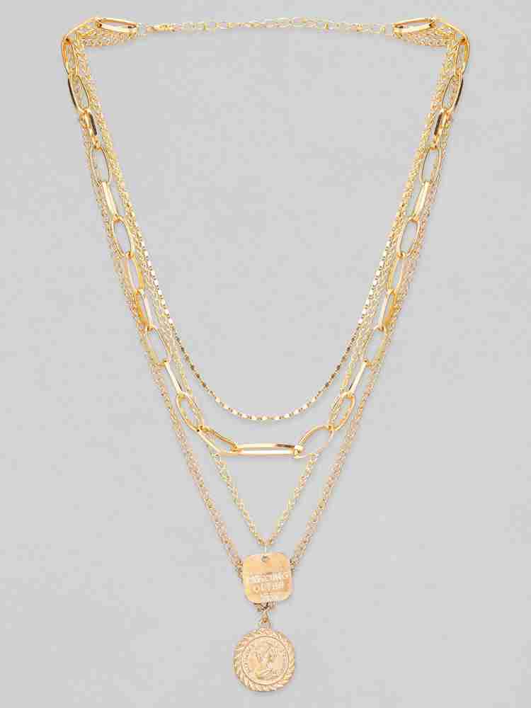 Shop Rubans Voguish 18K Gold Plated Layered Chain With Charms Bracelet  Online at Rubans