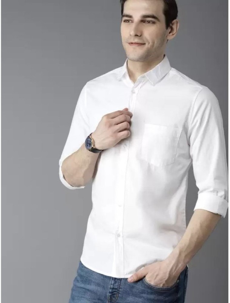 Colour Fly Men Solid Casual White Shirt - Buy Colour Fly Men Solid