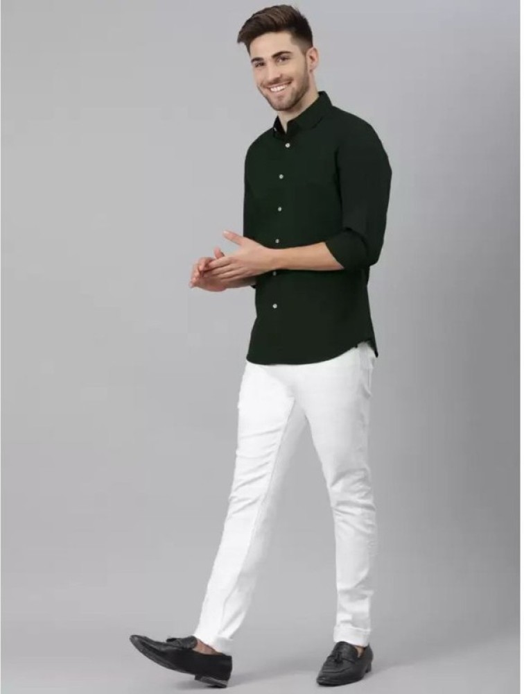 Colour Fly Men Solid Casual White Shirt - Buy Colour Fly Men Solid