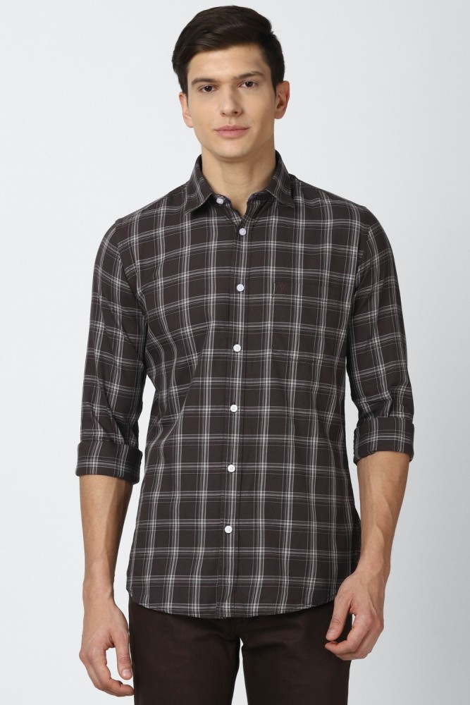 VAN HEUSEN Men Checkered Casual Grey Shirt - Buy VAN HEUSEN Men Checkered  Casual Grey Shirt Online at Best Prices in India