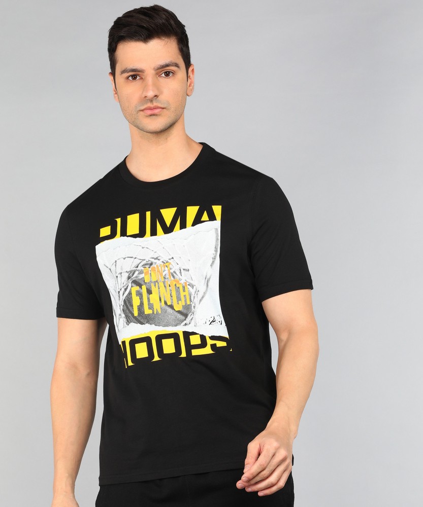 PUMA Printed Men Neck Black T-Shirt - PUMA Printed Men Round Neck Black T-Shirt Online at Best Prices in India |