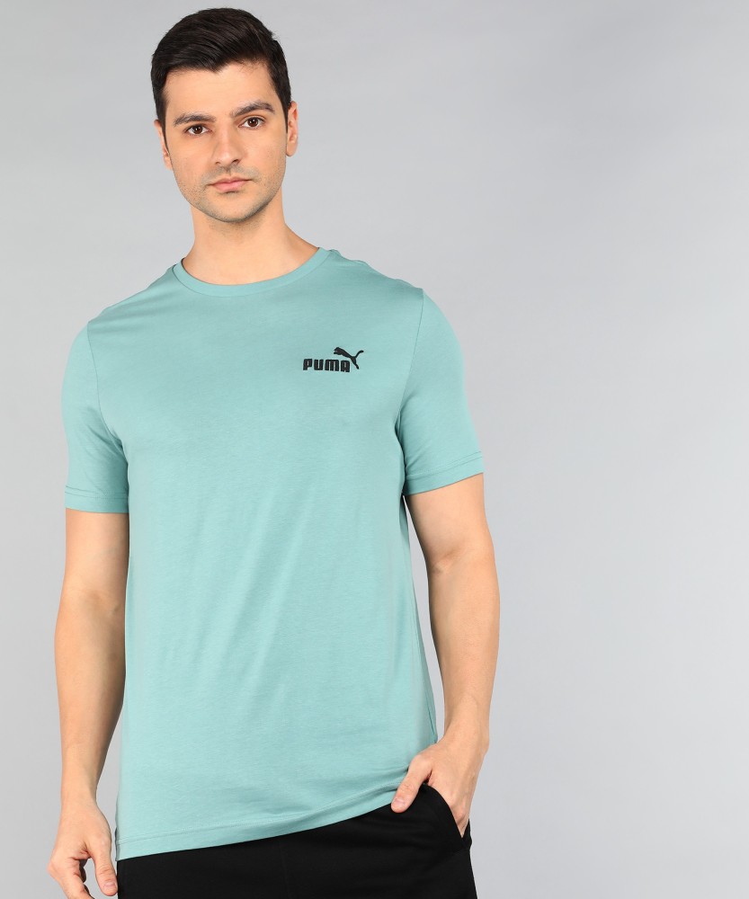 Cotton Blue Puma Mens Round Neck T-Shirt