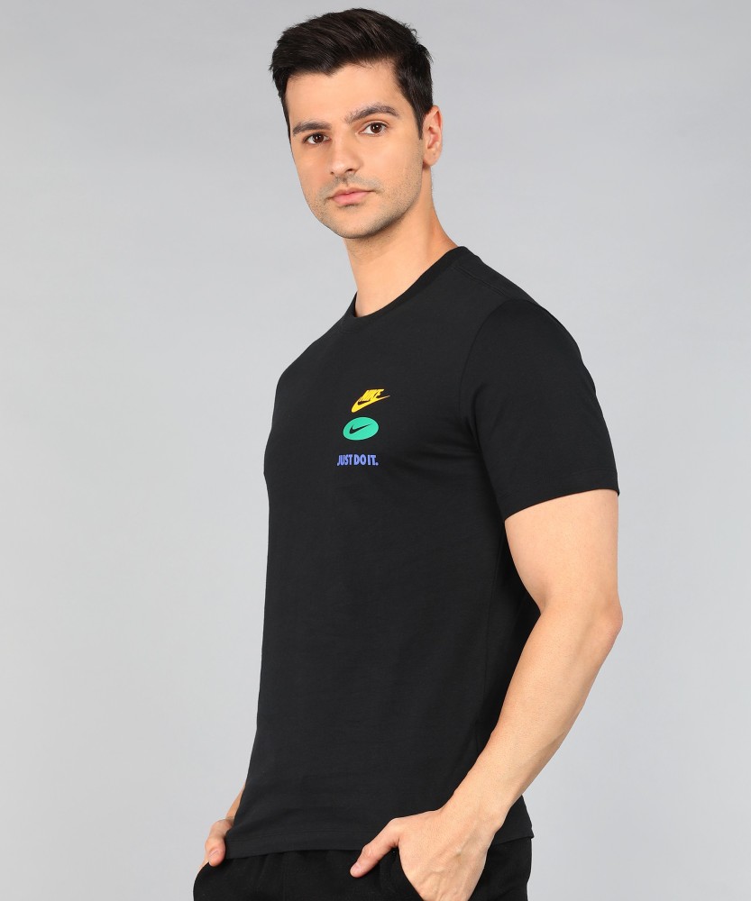 Buy NIKE Solid Men Round Neck Black T-Shirt Online at Best Prices