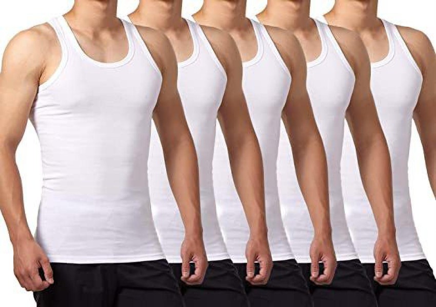 Rupa Jon Men's Pack of 3 Regular fit Solid (JN Vest RN_White_85) :  : Fashion
