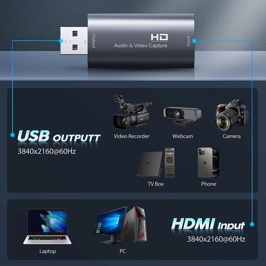 HDMI Game Capture 4K, 1080P 60Hz Audio Video Capture Card