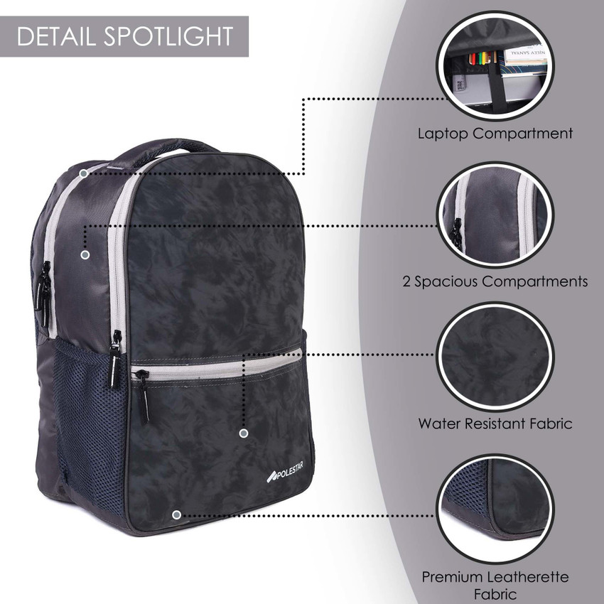Pole star polyester 30l black backpack with laptop compartment clearance