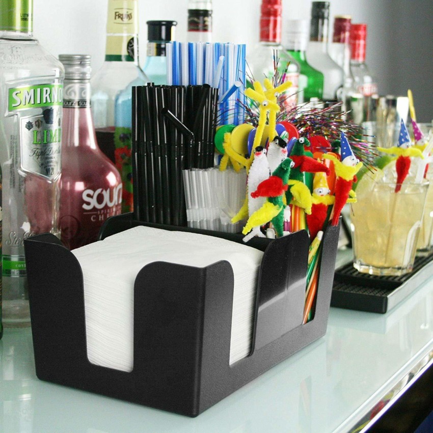 Montavo by FNS Black Plastic Bar Caddy Condiment Napkin Dispenser with 6 Compartments (Black) At Nykaa, Best Beauty Products Online