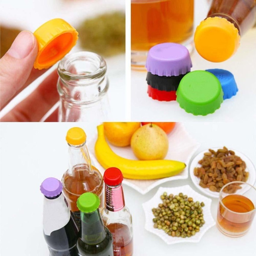 6Pcs/Set Reusable Silicone Bottle Fresh Keeping Cap Stopper For Soda Bottle  Beer Cap Stopper Bar