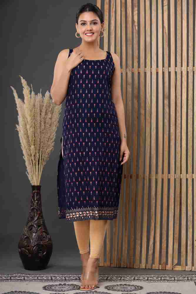 Sleeveless boat neck kurti sale
