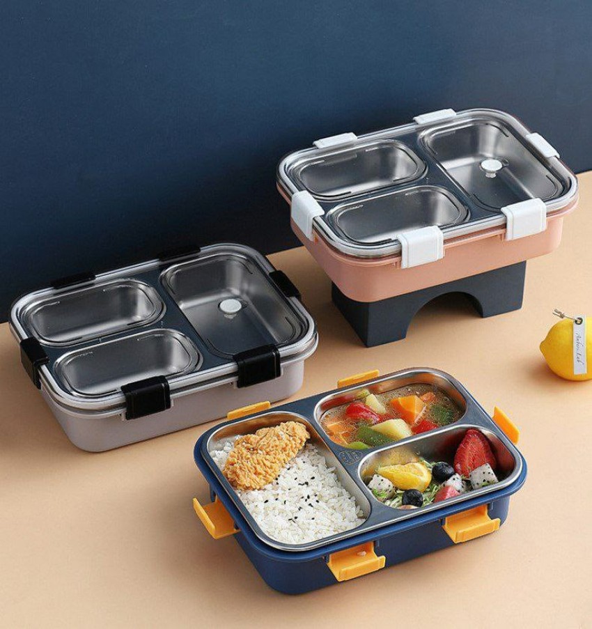 STARKENDY Steel Lunch Box Tiffin Box with Bag for Office  College School Use( Multi Color ) 4 Containers Lunch Box 