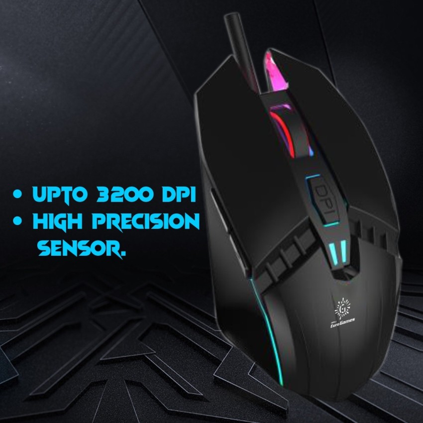 RPM Euro Games Wireless Gaming Mouse Bluetooth & 2.4 G Connect, Upto 3200  DPI, RGB Backlit, 6 Buttons