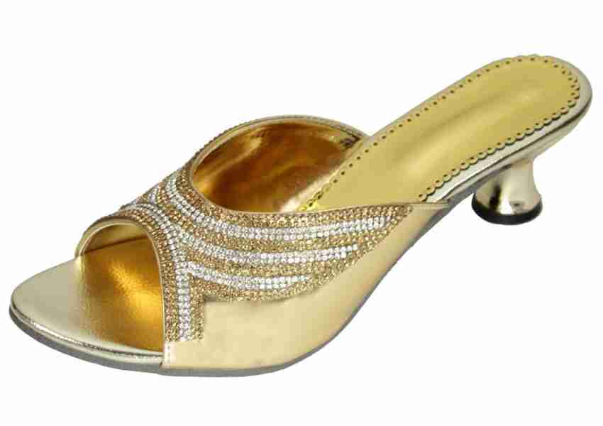 Gold colour sales slippers