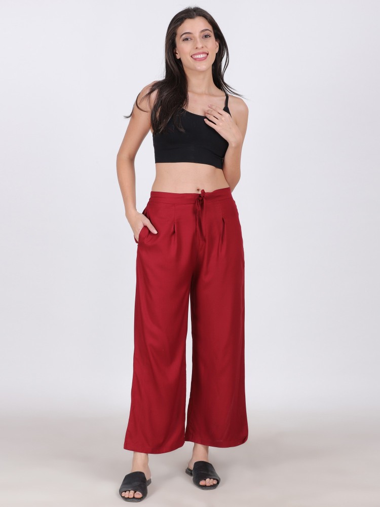 Buy Maroon Trousers & Pants for Women by RATAN Online