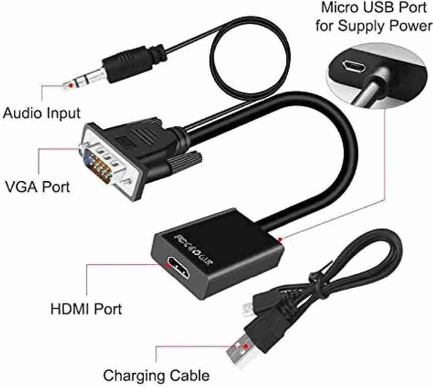 microware TV out Cable VGA to HDMI Adapter Converter Cable with Audio for PC Laptop TV Box Projector microware Flipkart