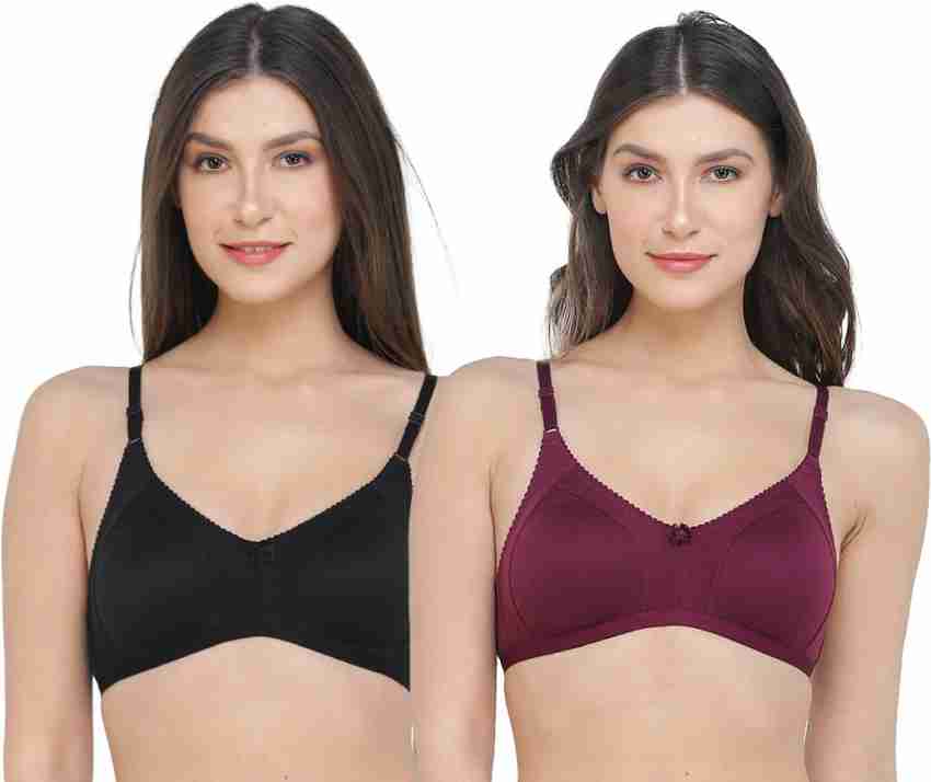 deevaz Combo Of 2 Soft Spacer Cup Full Coverage Bra In Purple & Black  Colour Women T-Shirt Non Padded Bra - Buy deevaz Combo Of 2 Soft Spacer Cup  Full Coverage Bra