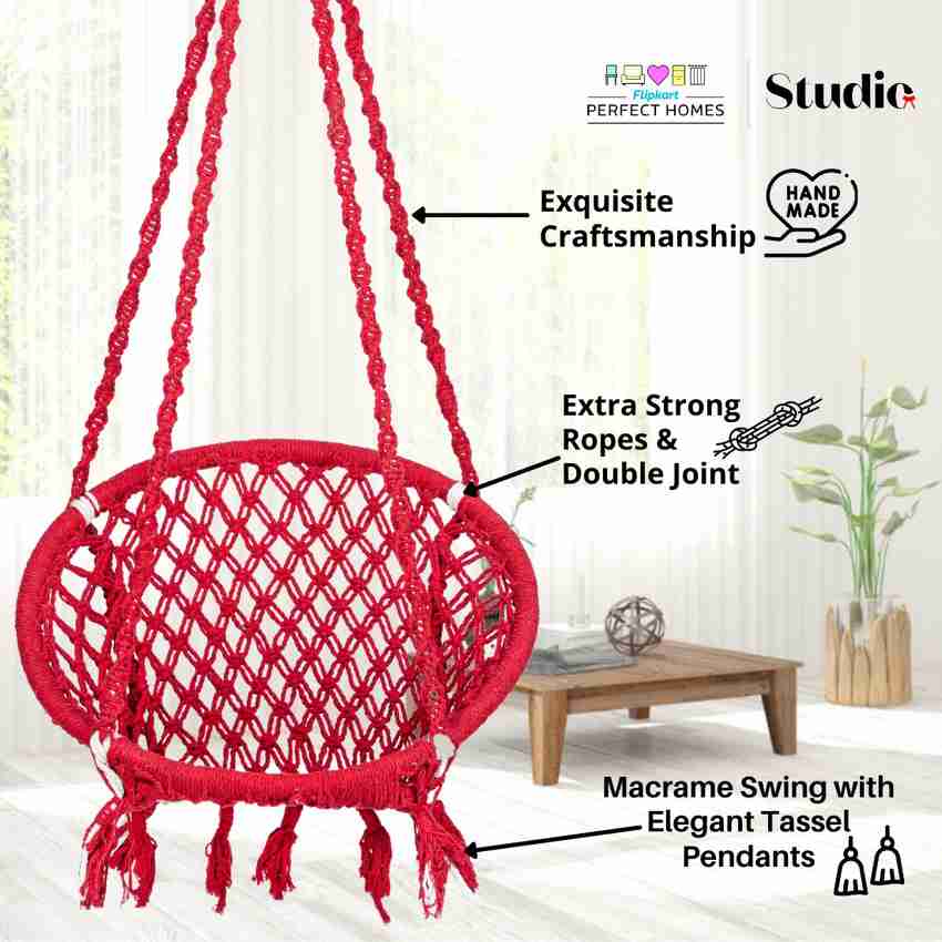 Flipkart Perfect Homes Studio Cotton Round Swing Chair Swing for Home Swing for Adults Swing for Balcony Cotton Large Swing Price in India Buy Flipkart Perfect Homes Studio Cotton Round Swing