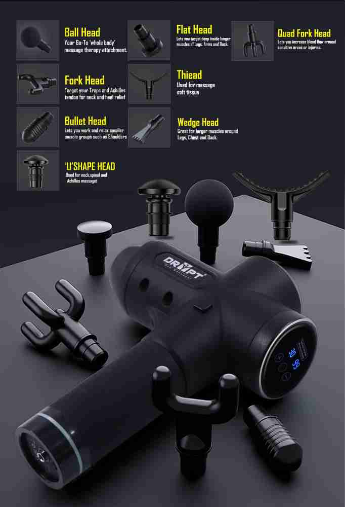 Fitpulse - Premium Massage Gun Deep Tissue Massager - Muscle Massage Gun  for Athletes - Muscle Gun Black 