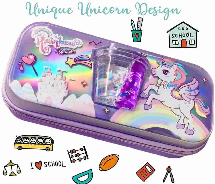 Kids Pencil Box With Super Cute Personalized Rainbow Unicorn Design