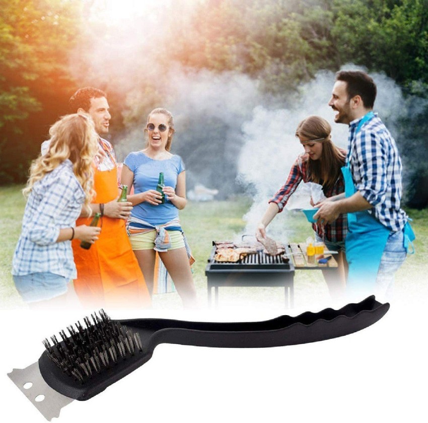 3 Pack Grill Brush and Scraper Steel Bristles BBQ Grill Brush