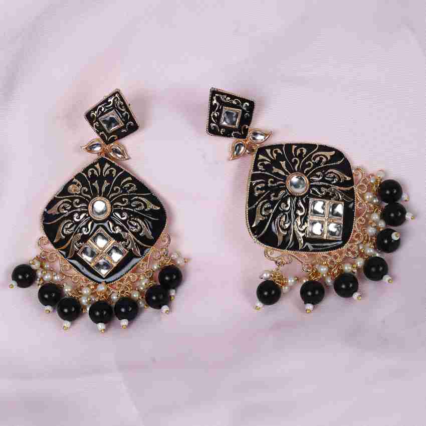 Buy PANASH Multicolored Gold Plated Kundan Stone Peacock Shaped Meenakari  Jewellery (Set of 2) online