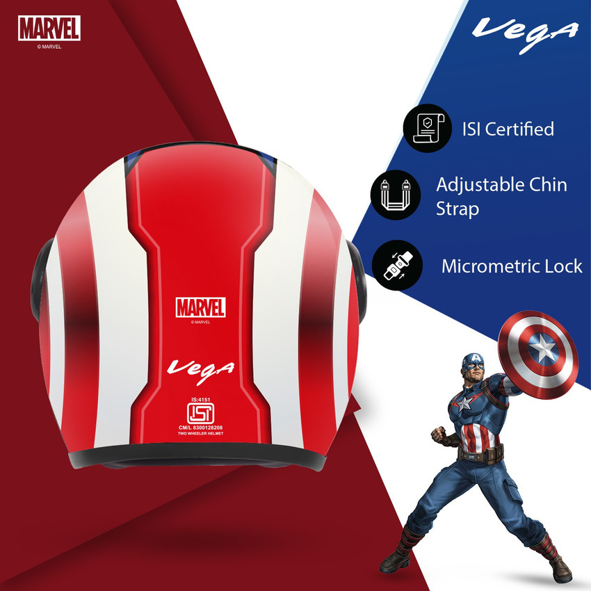 VEGA Jet Marvel Captain America Edition Motorbike Helmet Buy VEGA Jet Marvel Captain America Edition Motorbike Helmet Online at Best Prices in India Motorbike Flipkart