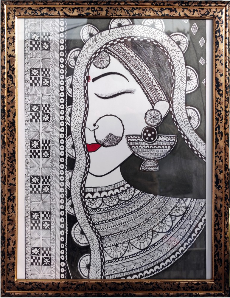 DAARNA ART CREATIONS MADHUBANI GIRL PAINTING, LIVING ROOM WALL DECOR Ink 15  inch x 12 inch Painting Price in India - Buy DAARNA ART CREATIONS MADHUBANI  GIRL PAINTING, LIVING ROOM WALL DECOR