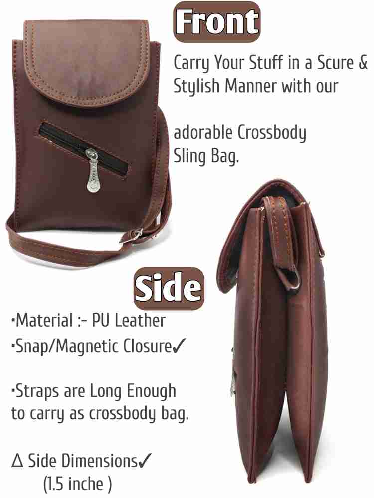 Pankify Mobile Pouch for Women Mini Side Bags Mobile Pouch Brown