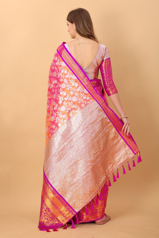 Buy Lyuson Creation Woven, Floral Print Kanjivaram Jacquard, Pure