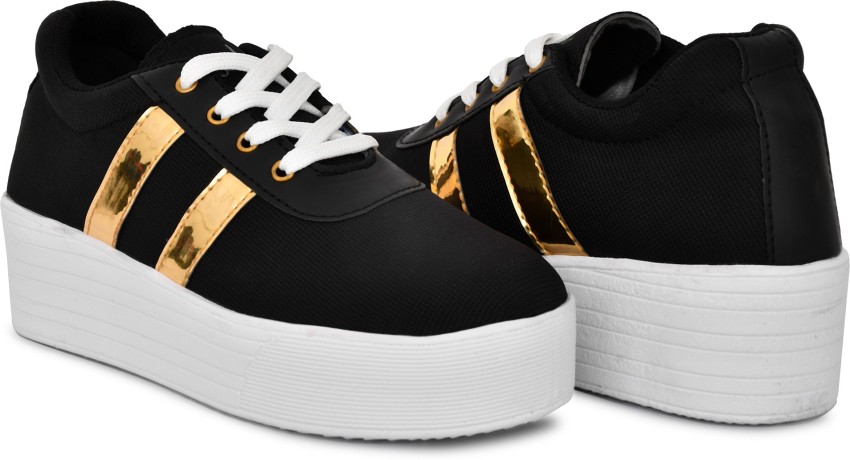 Black and cheap golden shoes