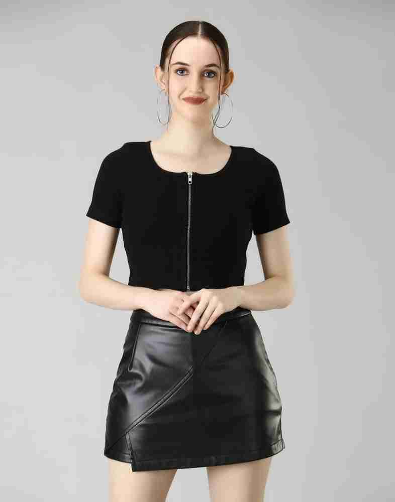 Again Fashions Solid Women Straight Black Skirt - Buy Again