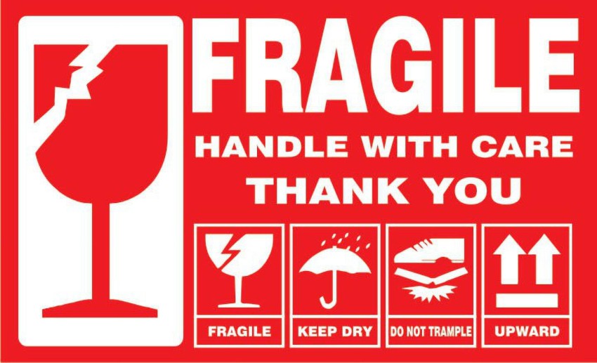 5 x 3 PLEASE HANDLE WITH CARE GLASS **THANK YOU** Fragile Labels