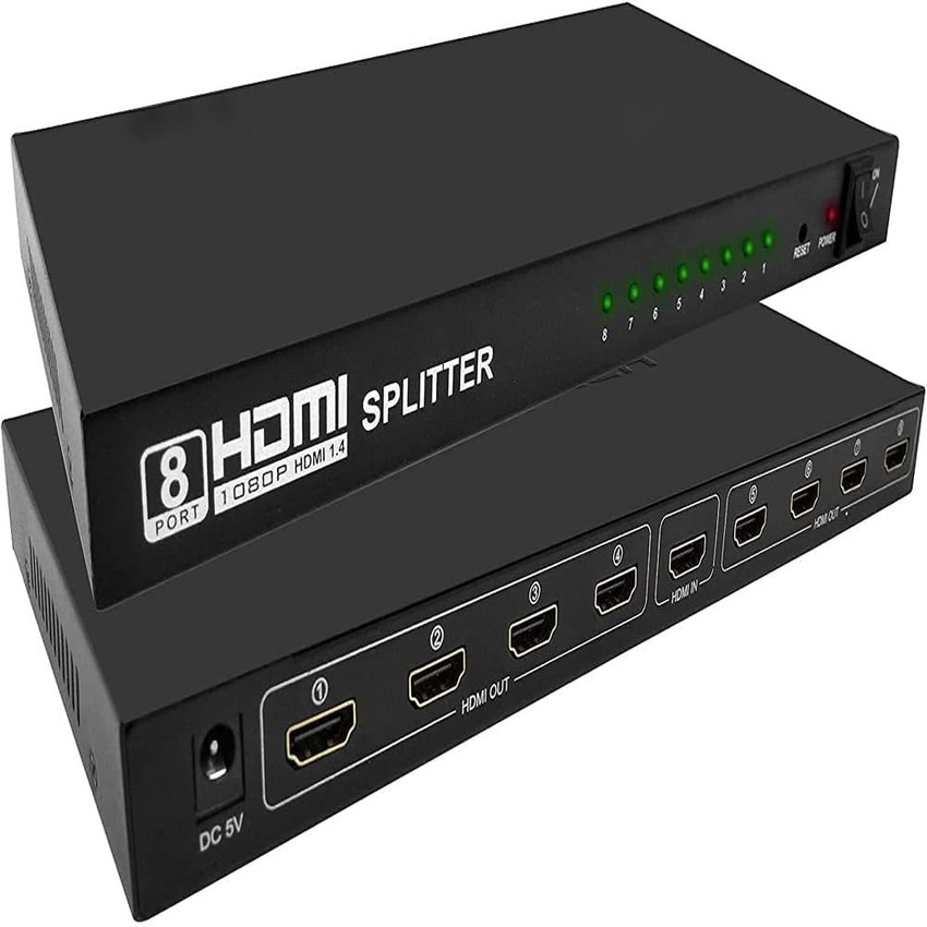 VRISH TV out Cable 1x8 HDMI Splitter Audio Video Support Full HD